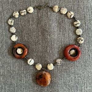 Polished Genuine Stone Artisan Necklace, 25"